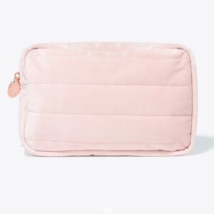 Soft Pink Quilted Cosmetic Pouch